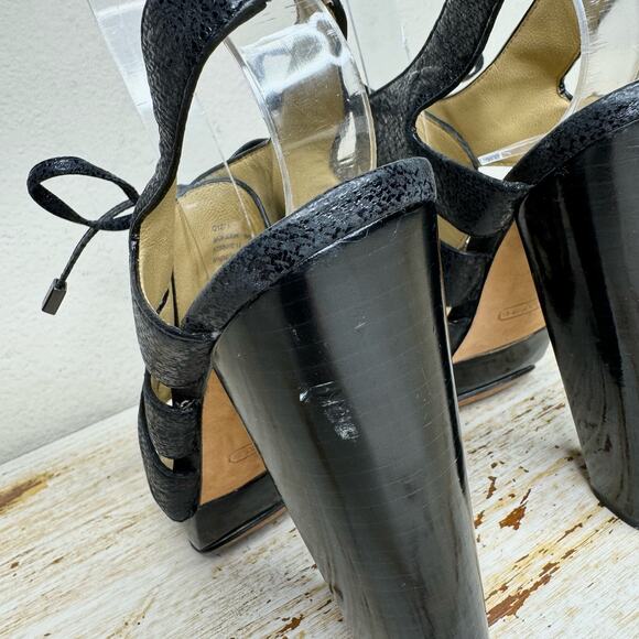 Coach Moreen Caged Lace-up Platform Heel Black 8B - Picture 7 of 13
